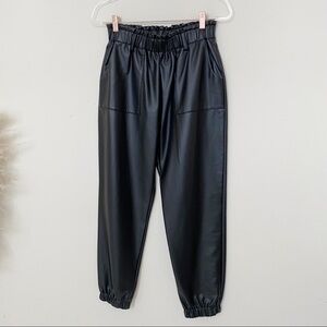 NWOT Black faux leather jogger pants